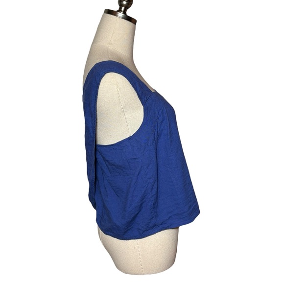Madewell Royal Blue Criss-Cross Linen Tank Top 4 - Picture 5 of 11